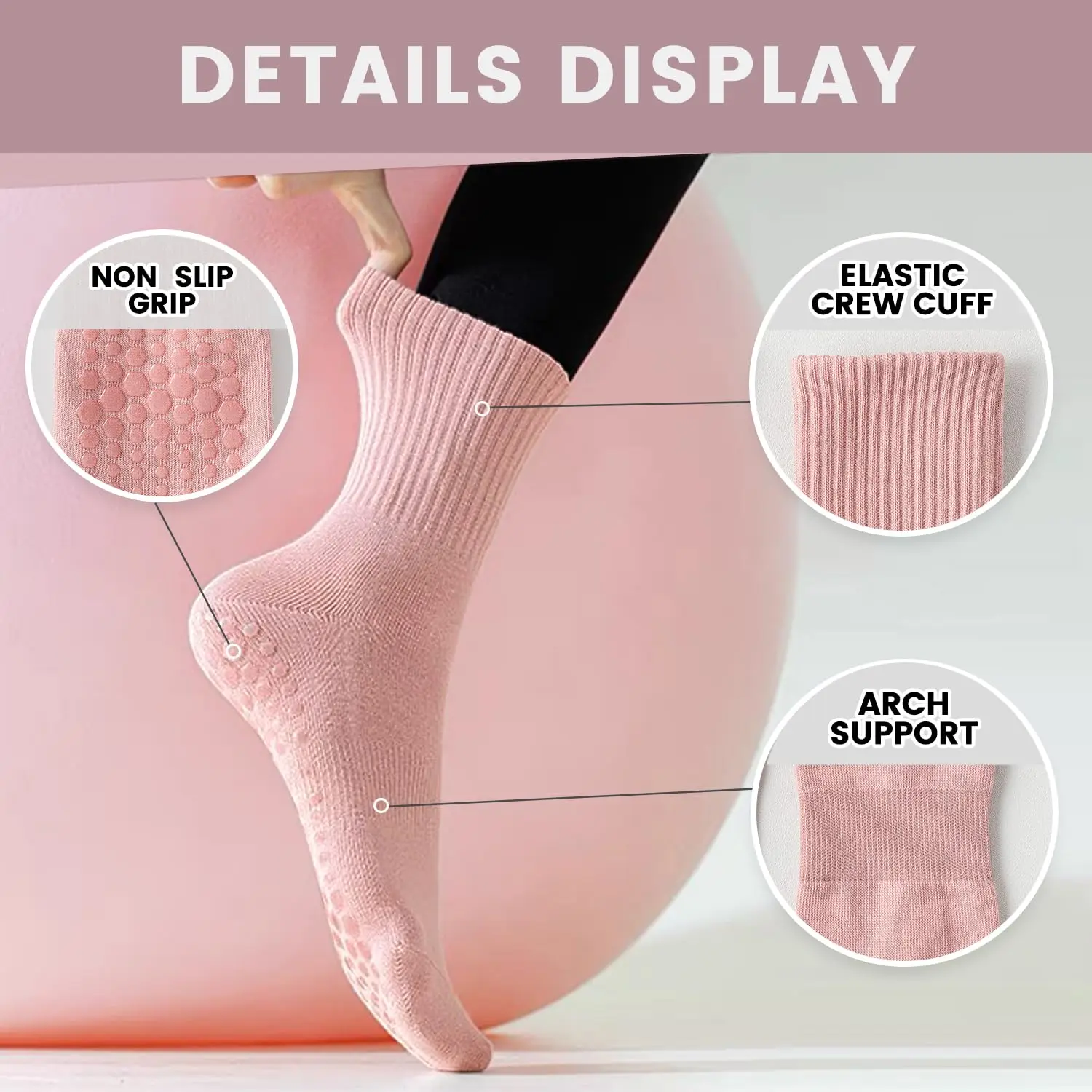 4 pares de meias femininas par - Grip Sock Yoga avaliação e preço