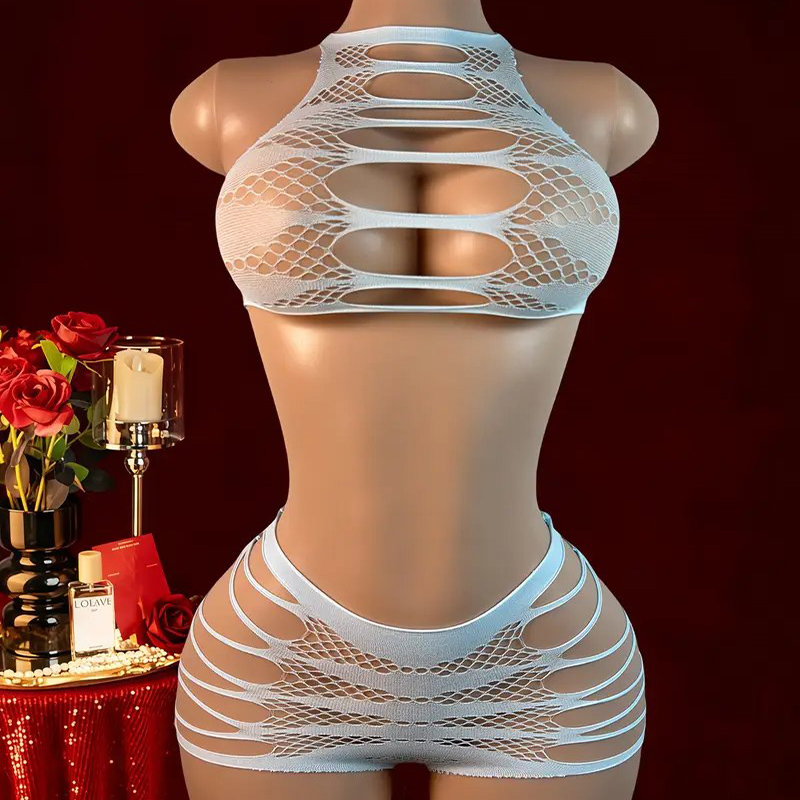 Lingerie sexy + calcinha oca r - Fishnet Stocking Women avaliação e preço